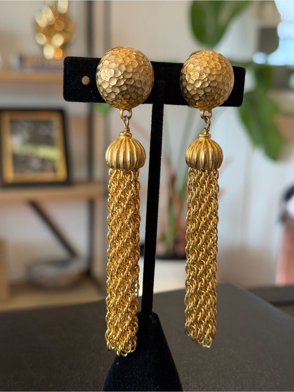 Ben-Amun Gold Chain Tassel Drop Earrings - Picture 6 of 6